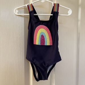 Cat & Jack One Piece Swimsuit Rainbow Sequin Navy Blue Girls Size 18 Months NWT